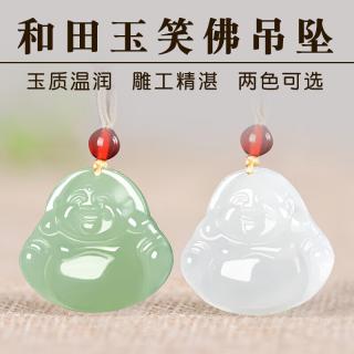亲恒荟官方保价新疆和田玉弥勒佛吊坠佛公玉坠女佛项链羊脂白玉挂件青 羊脂玉款