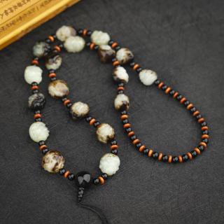klg595:xq51和田玉黑油皮项链一条